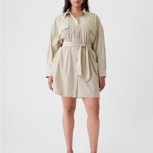 GAP Cotton Striped Button-Up Shirt Dress with Belt size medium new